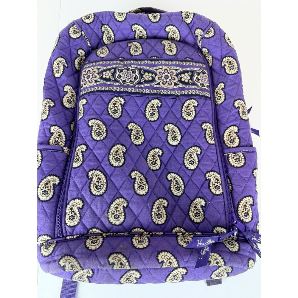 Y2K Vera Bradley Purple Paisley Full Sz Backpack Retired Pattern Laptop Sleeve